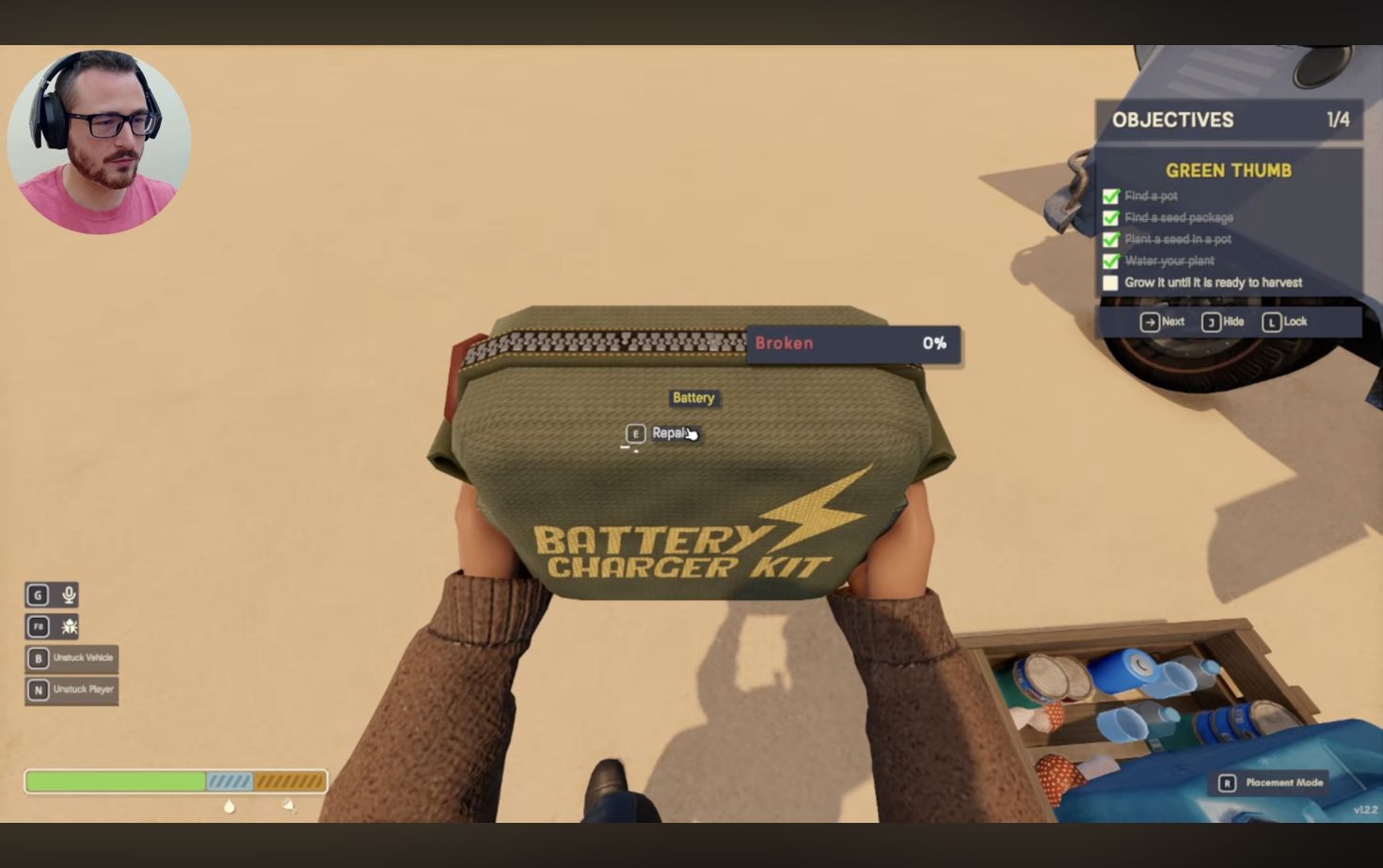 Holding a Battery Charger while the Battery repair prompt is visible